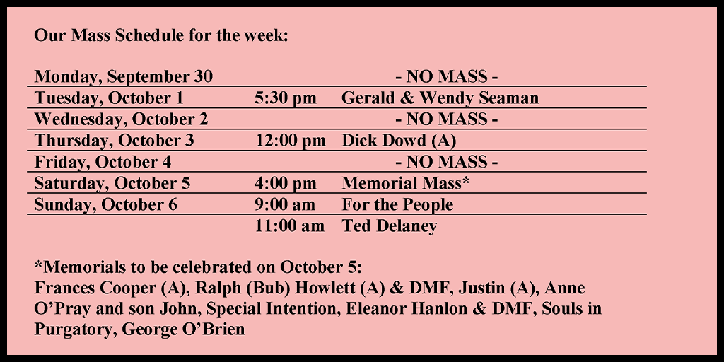 Mass Schedule – Holy Redeemer