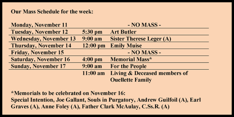 Mass Schedule – Holy Redeemer