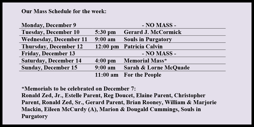 Mass Schedule – Holy Redeemer