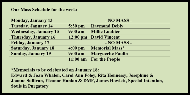 Mass Schedule – Holy Redeemer