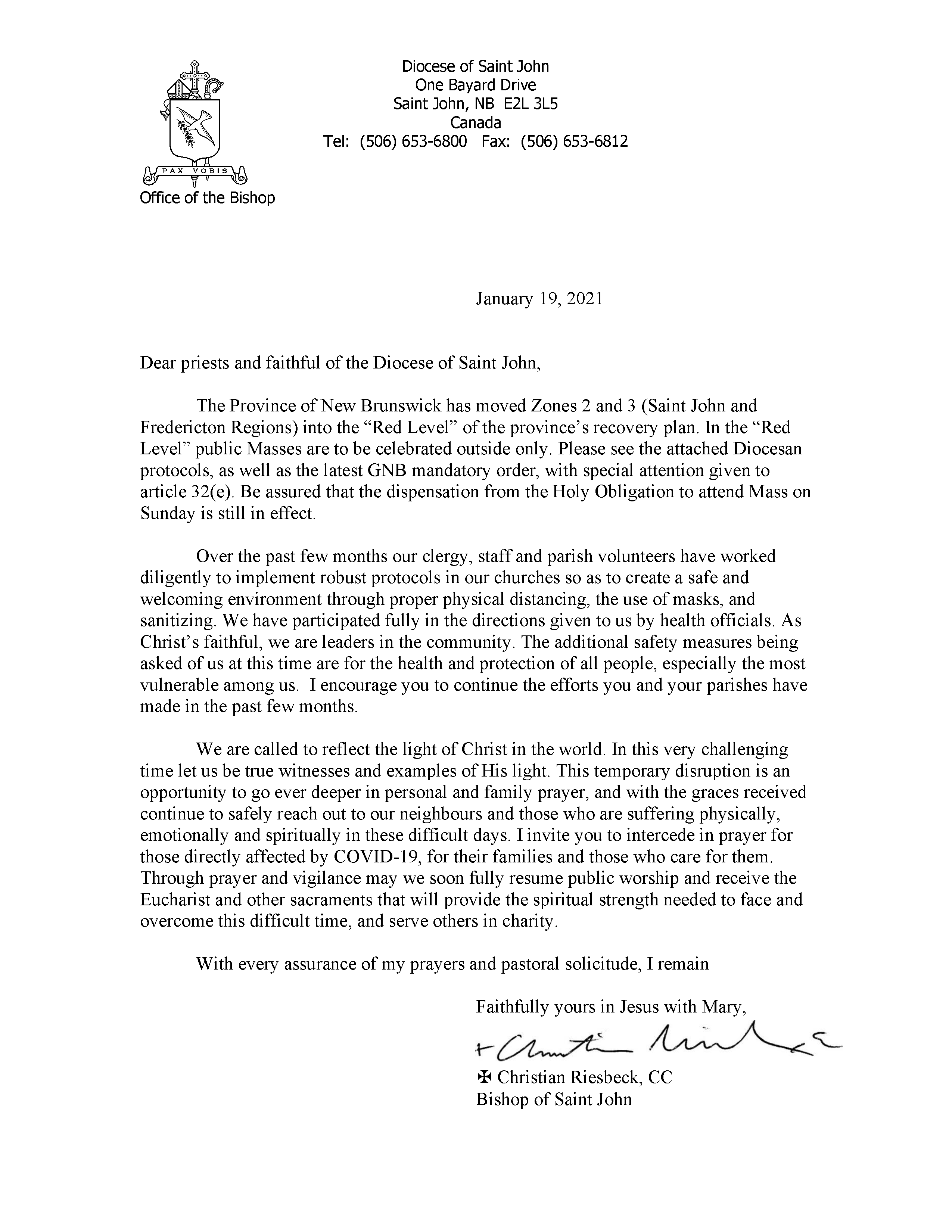 Bishop's Letter