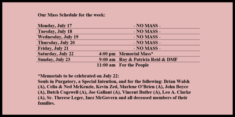 Mass Schedule – Holy Redeemer