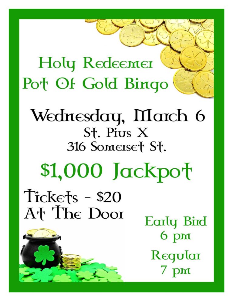 Pot Of Gold Bingo Holy Redeemer