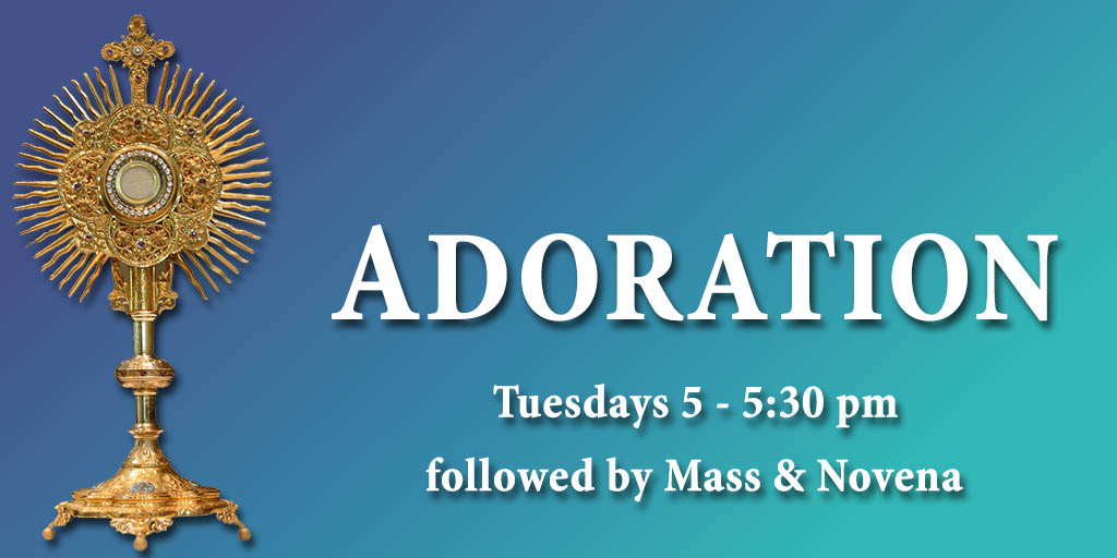 Adoration
Tuesday 5 - 5:30 pm followed by Mass & Novena