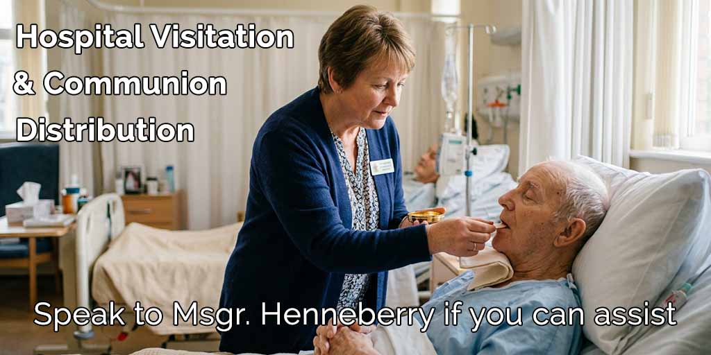 Hospital visitation & Communion distribution
Speak to Msgr. Henneberry if you can assist