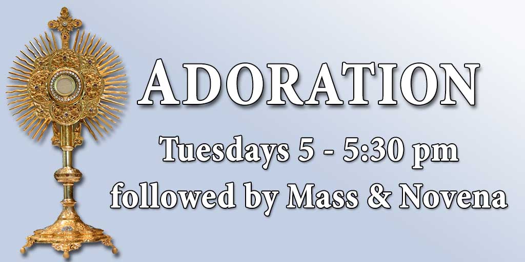 Adoration
Tuesdays 5 - 5:30 pm followed by Mass & Novena
